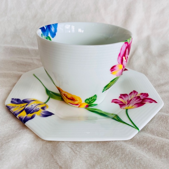 Rare KENZO MAISON Teacup & Saucer Oriental Lillies Aito Japan - Picture 4 of 14